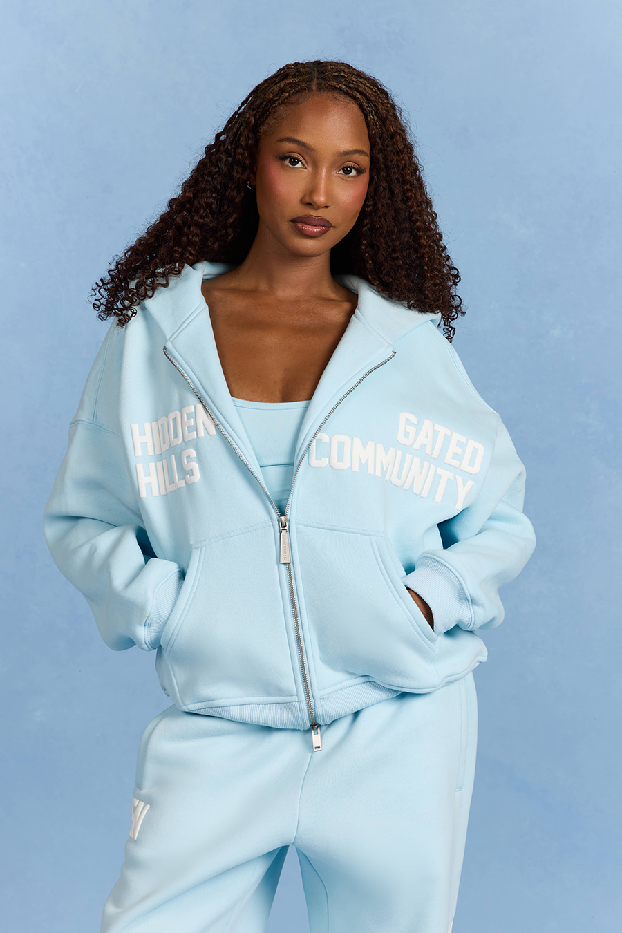 GATED COMMUNITY ZIP HOODIE LIGHT BLUE – Hidden Hills