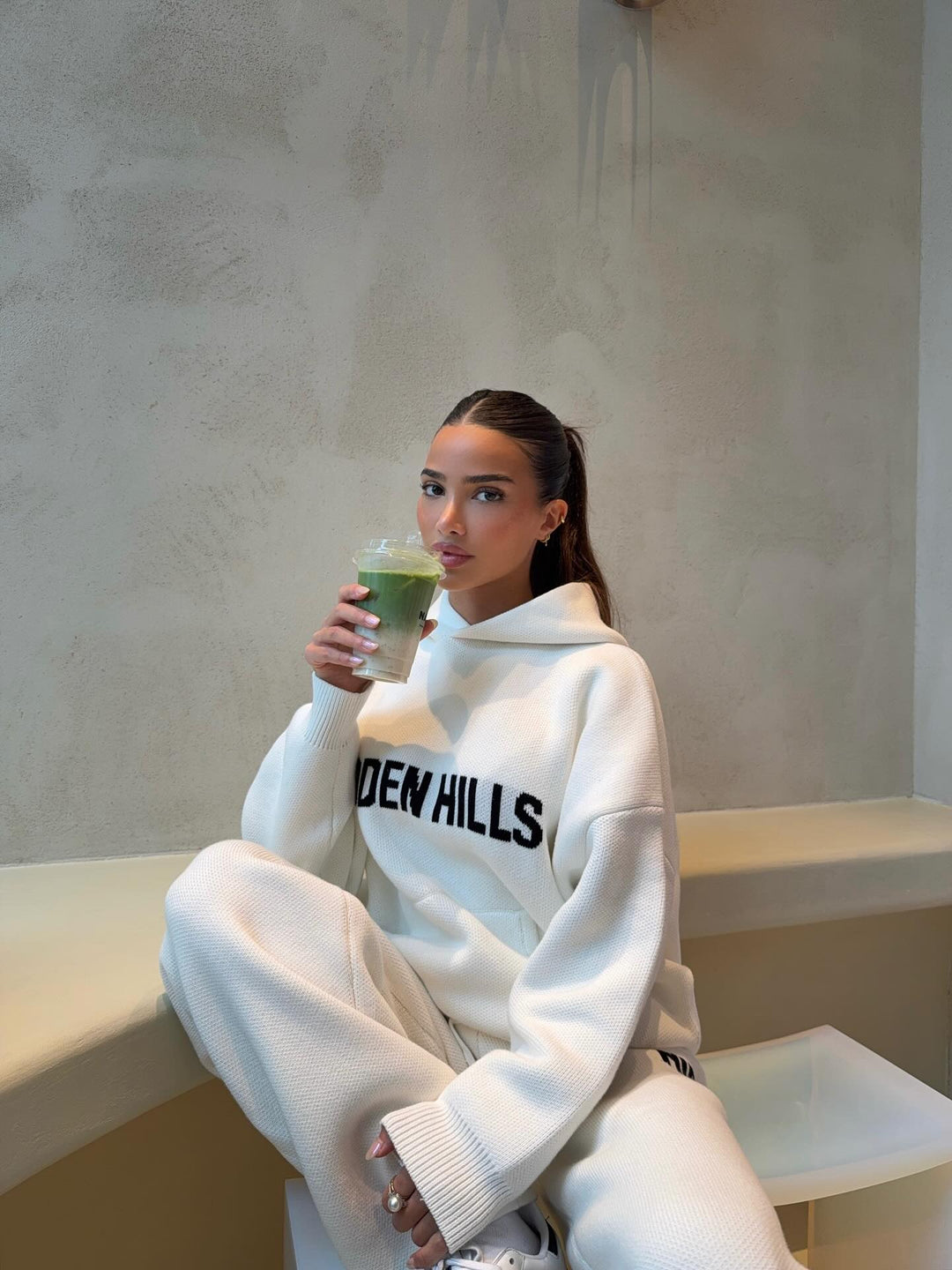 KNIT HOODIE OFF WHITE - Hidden Hills