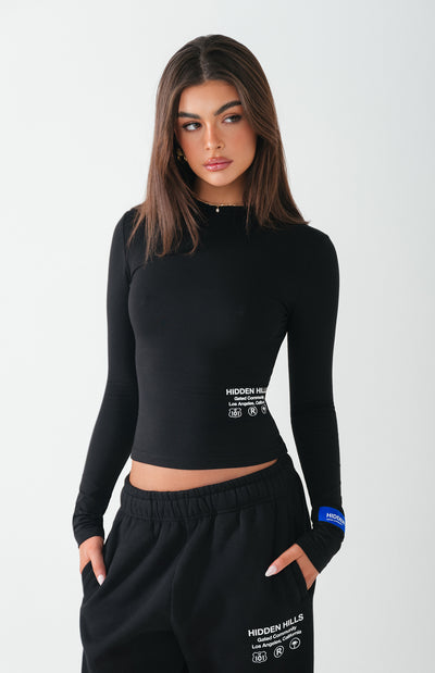 LABEL LONGSLEEVE TOP BLACK