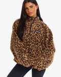 Hidden Hills Fleece Zip Up Jacket Leopard Print, front view