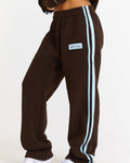 Hidden Hills Striped Straight Leg Sweatpants Dark Brown/Light Blue, side view