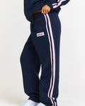 Hidden Hills Striped Straight Leg Sweatpants Navy/Light Pink, side view