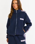 STRIPED ZIP JACKET NAVY/LIGHT PINK