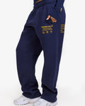 LABEL STRAIGHT LEG SWEATPANTS NAVY/AMBER