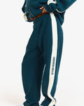 Hidden Hills Contrast Panel Straight Leg Sweatpants Deep Teal, back view