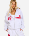 GATED COMMUNITY ZIP HOODIE LIGHT GREY/RED