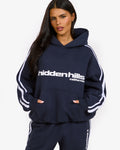 SPORTY STRIPED HOODIE NAVY