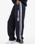SPORTY STRIPED STRAIGHT LEG SWEATPANTS NAVY