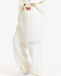 Hidden Hills Sporty Straight Leg Sweatpants Off White/Light Grey, waist down side view with leg print