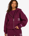 LABEL ZIP HOODIE PLUM