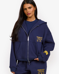 LABEL ZIP HOODIE NAVY/AMBER