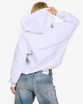 WHITE EMBROIDERED LOGO HOODIE LIGHT GREY