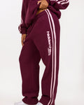 SPORTY STRIPED STRAIGHT LEG SWEATPANTS PLUM/LIGHT PINK