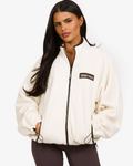 FLEECE ZIP UP JACKET OFF WHITE/DARK BROWN