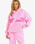 Hidden Hills Gated Community Hoodie Bubblegum Pink/Dark Pink, front three-quarter view