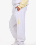 SPORTY RAGLAN STRAIGHT LEG SWEATPANTS LIGHT GREY/BUTTER YELLOW