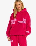 Hidden Hills Gated Community Hoodie Dark Pink/Bubblegum Pink, front three-quarter view