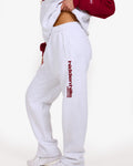 SPORTY RAGLAN STRAIGHT LEG SWEATPANTS LIGHT GREY/BURGUNDY