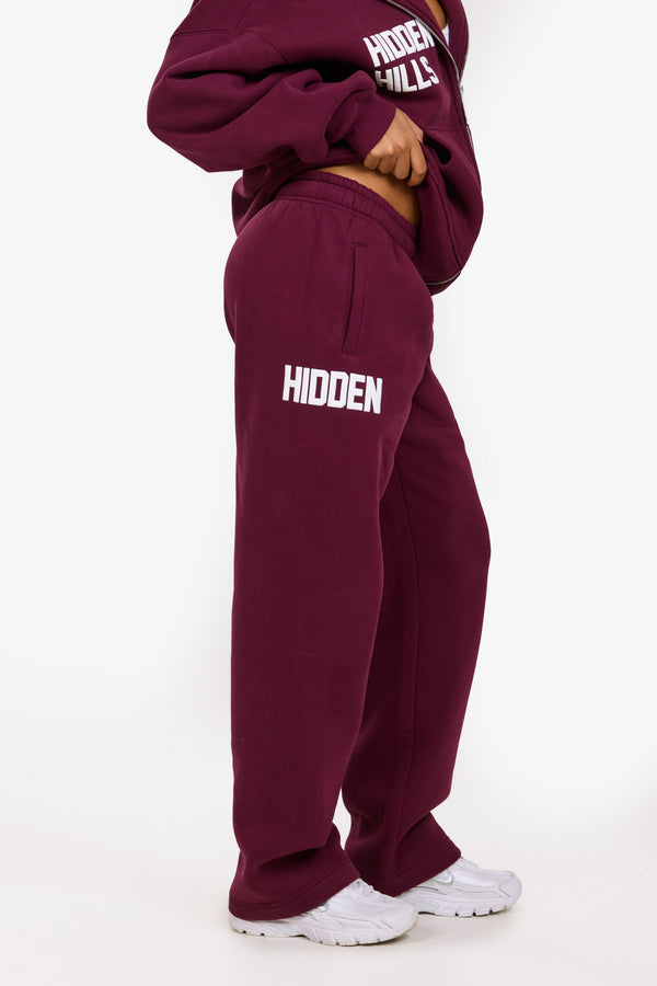 GATED COMMUNITY STRAIGHT LEG SWEATPANTS DARK PLUM