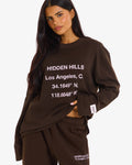 Hidden Hills Vintage Logo Longsleeve T-Shirt Dark Brown/Light Pink, front view