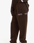 Hidden Hills Vintage Logo Straight Leg Sweatpants Dark Brown/Light Pink, waist down side view with print