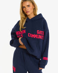Hidden Hills Gated Community Hoodie Navy/Red, front view