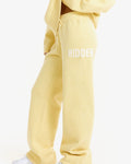 Hidden Hills Knit Sweatpants Butter Yellow, waist down side view with HIDDEN knit detail