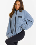Hidden Hills Fleece Zip Up Jacket grey with black trim, three-quarter view