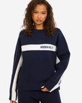 KNIT CONTRAST PANEL SWEATER NAVY