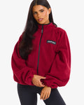 Hidden Hills Fleece Zip Up Jacket burgundy, front view zipped