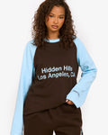 RAGLAN LONGSLEEVE T-SHIRT DARK BROWN/LIGHT BLUE