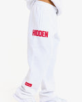 GATED COMMUNITY STRAIGHT LEG SWEATPANTS LIGHT GREY/RED
