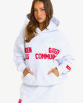 GATED COMMUNITY HOODIE LIGHT GREY/RED