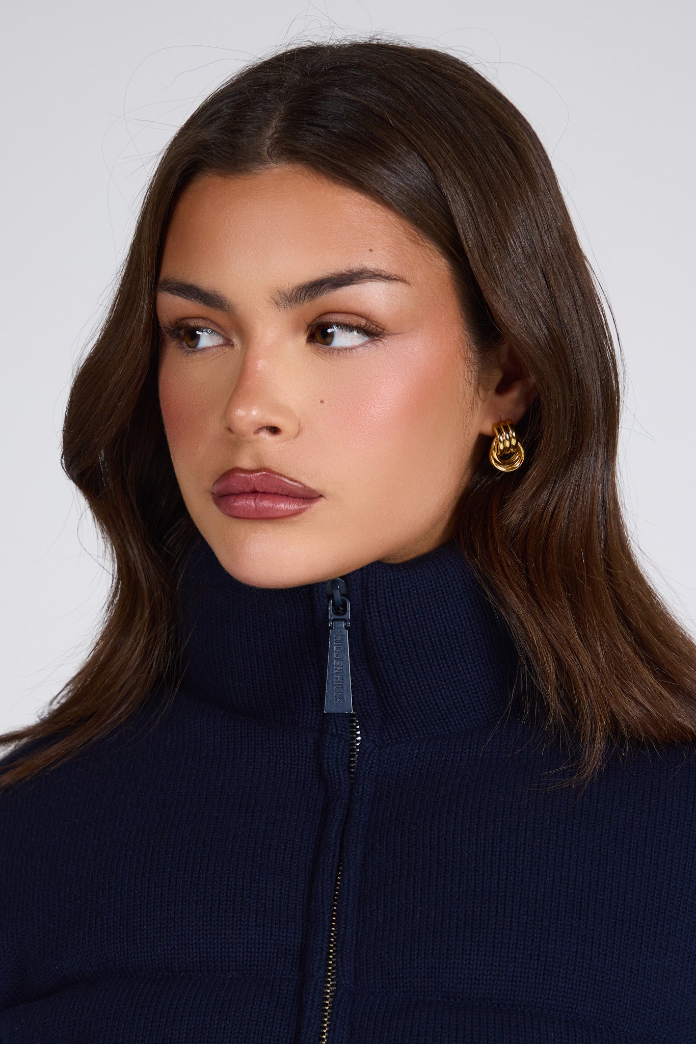 LABEL PUFFER JACKET NAVY