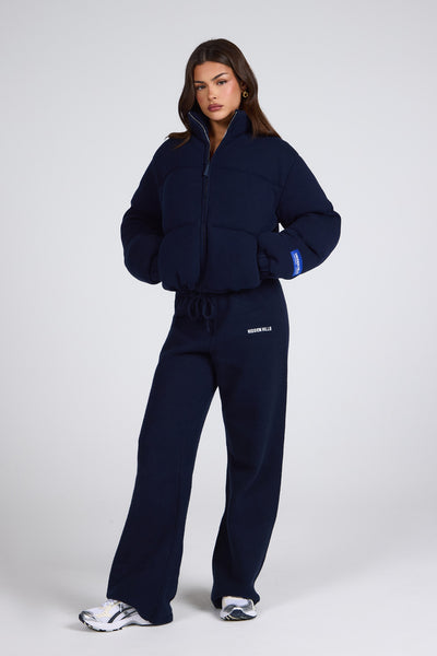 LABEL PUFFER JACKET NAVY