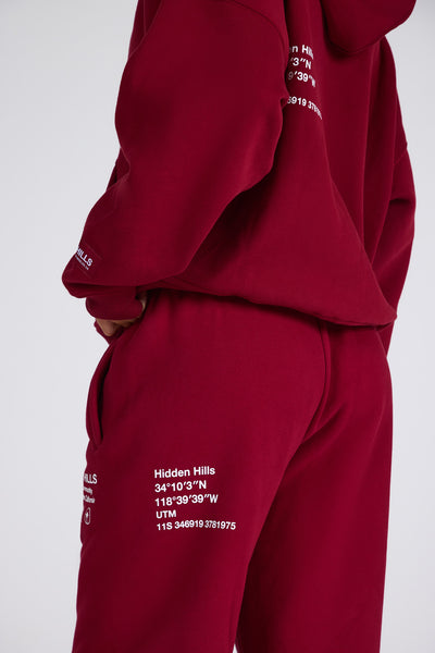 LABEL STRAIGHT LEG SWEATPANTS BURGUNDY