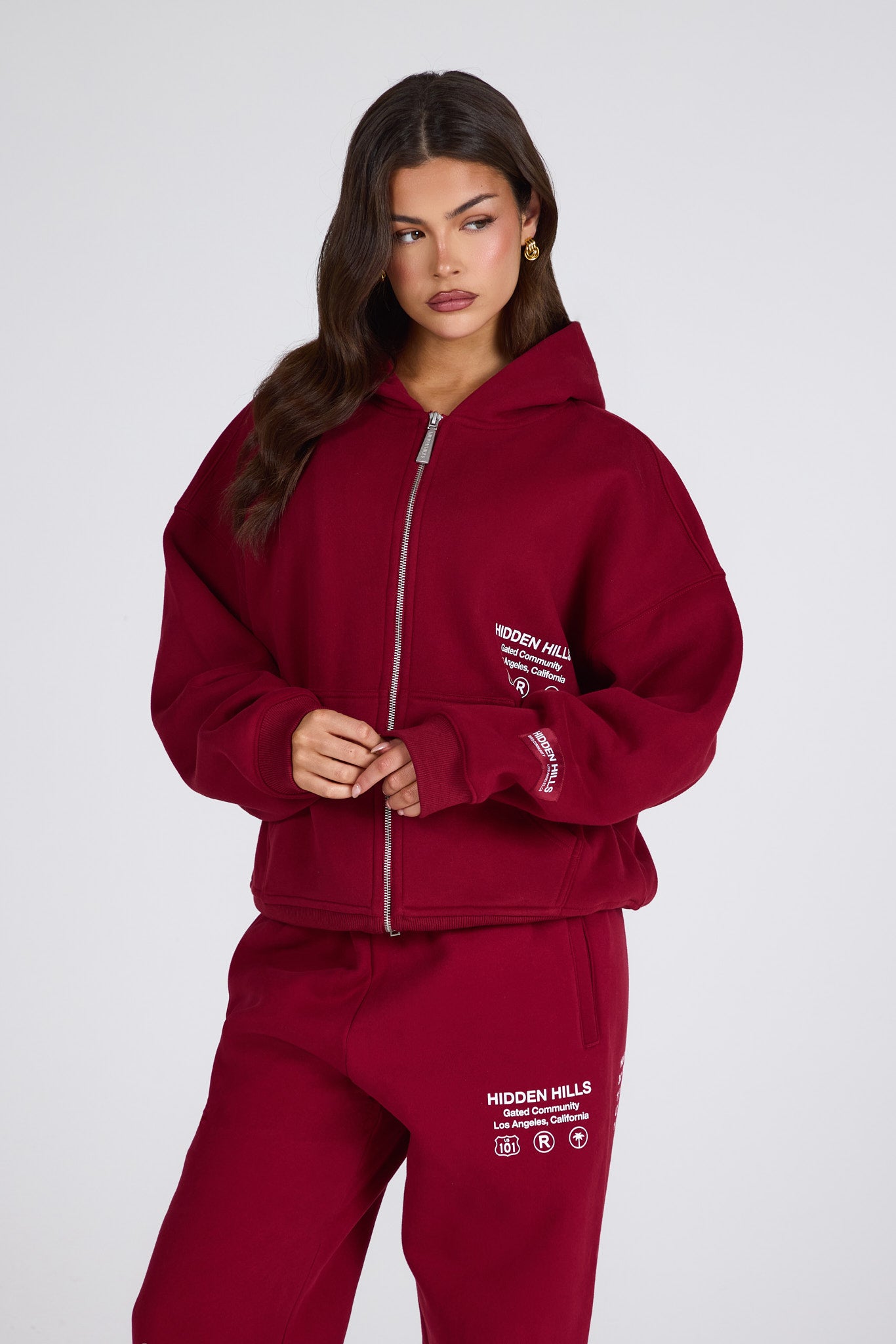 LABEL STRAIGHT LEG SWEATPANTS BURGUNDY