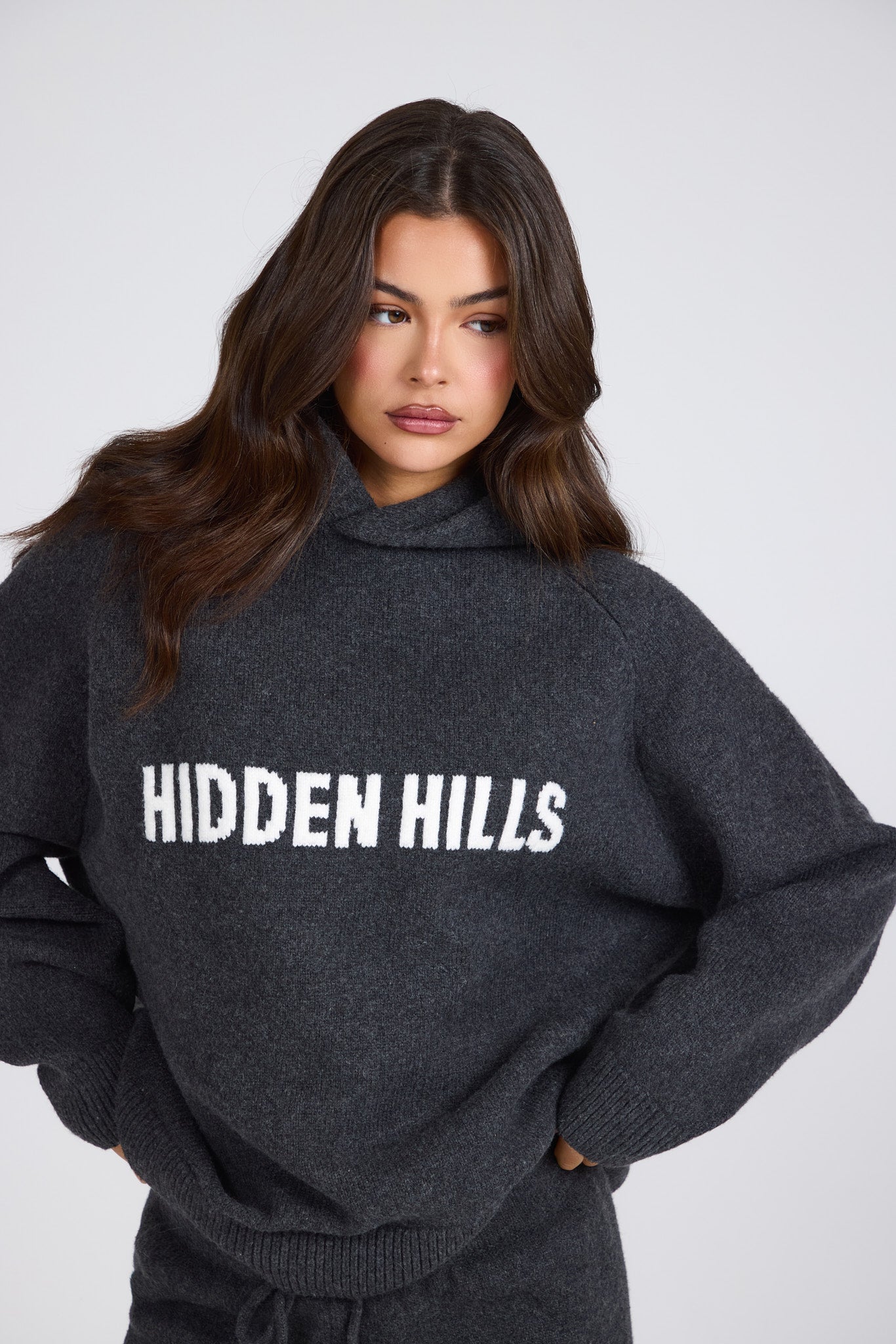 KNIT HOODIE DARK GREY