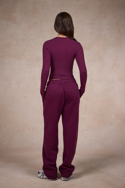 BASICS STRAIGHT LEG SWEATPANTS DARK PLUM