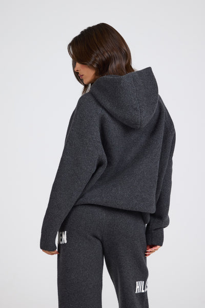 KNIT HOODIE DARK GREY