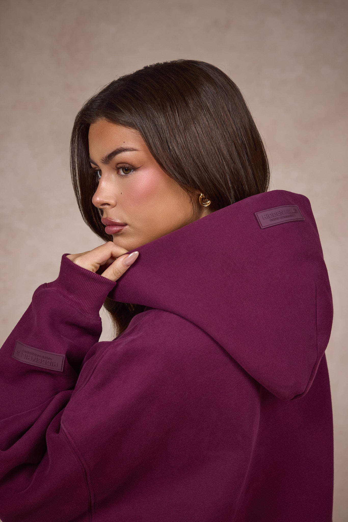 BASICS HOODIE DARK PLUM