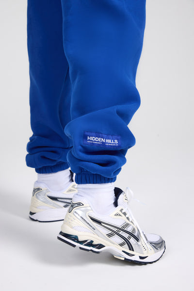 LABEL CUFFED SWEATPANTS ROYAL BLUE