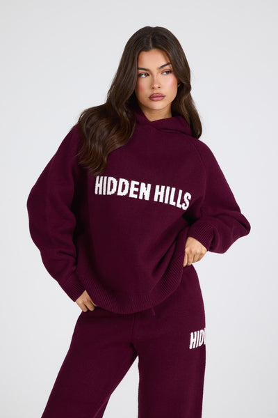 KNIT HOODIE DARK PLUM