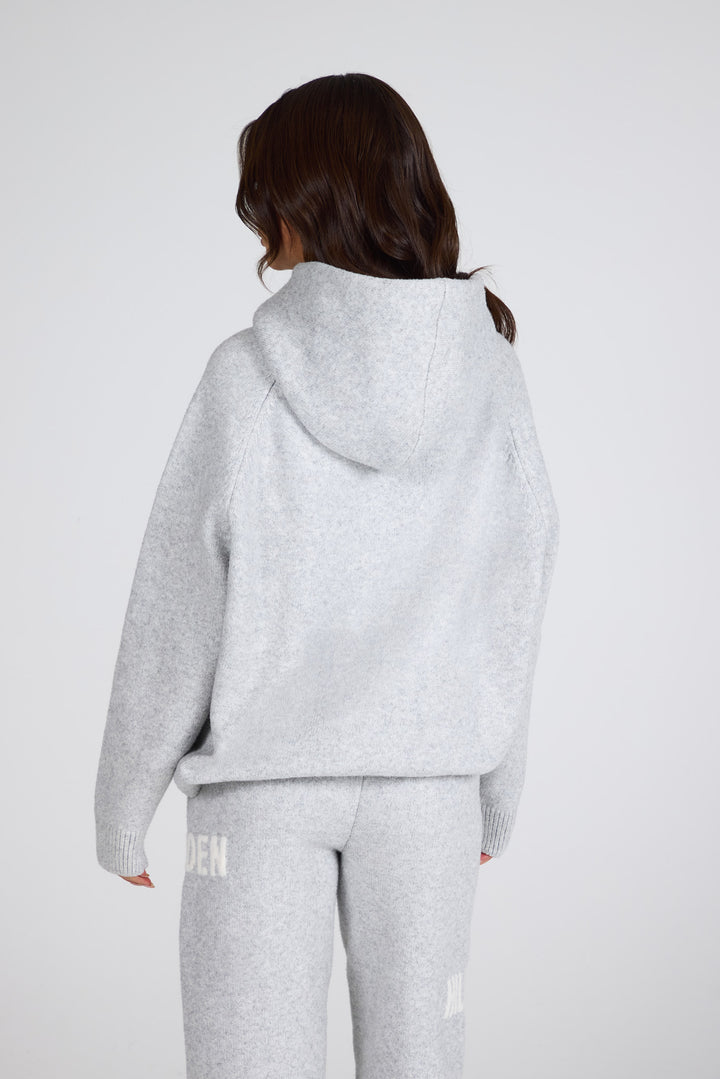 KNIT HOODIE LIGHT GRAY - Hidden Hills