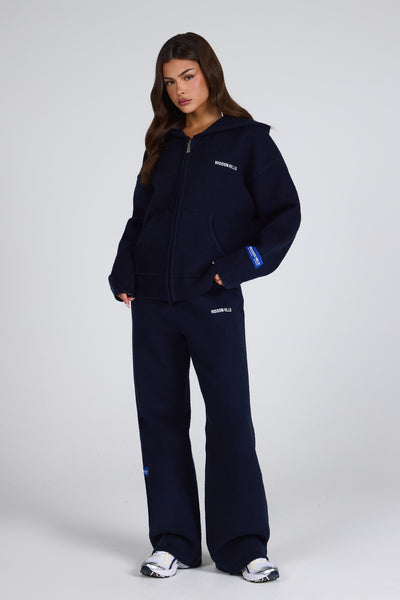 KNIT LABEL ZIP HOODIE NAVY