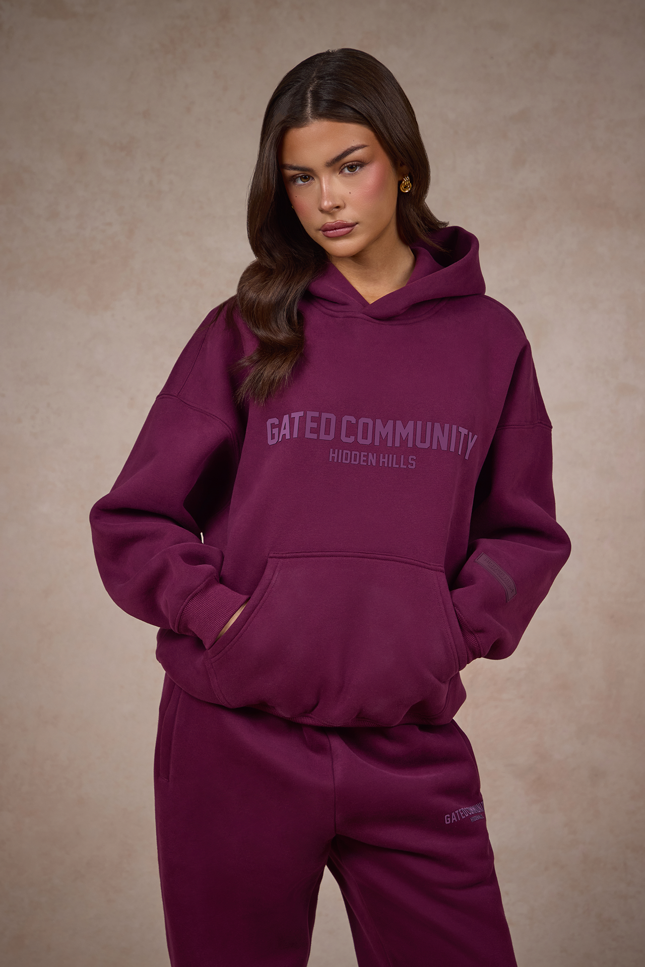 BASICS HOODIE DARK PLUM