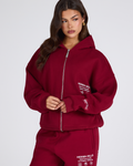 LABEL ZIP HOODIE BURGUNDY