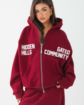 GATED COMMUNITY ZIP HOODIE BURGUNDY