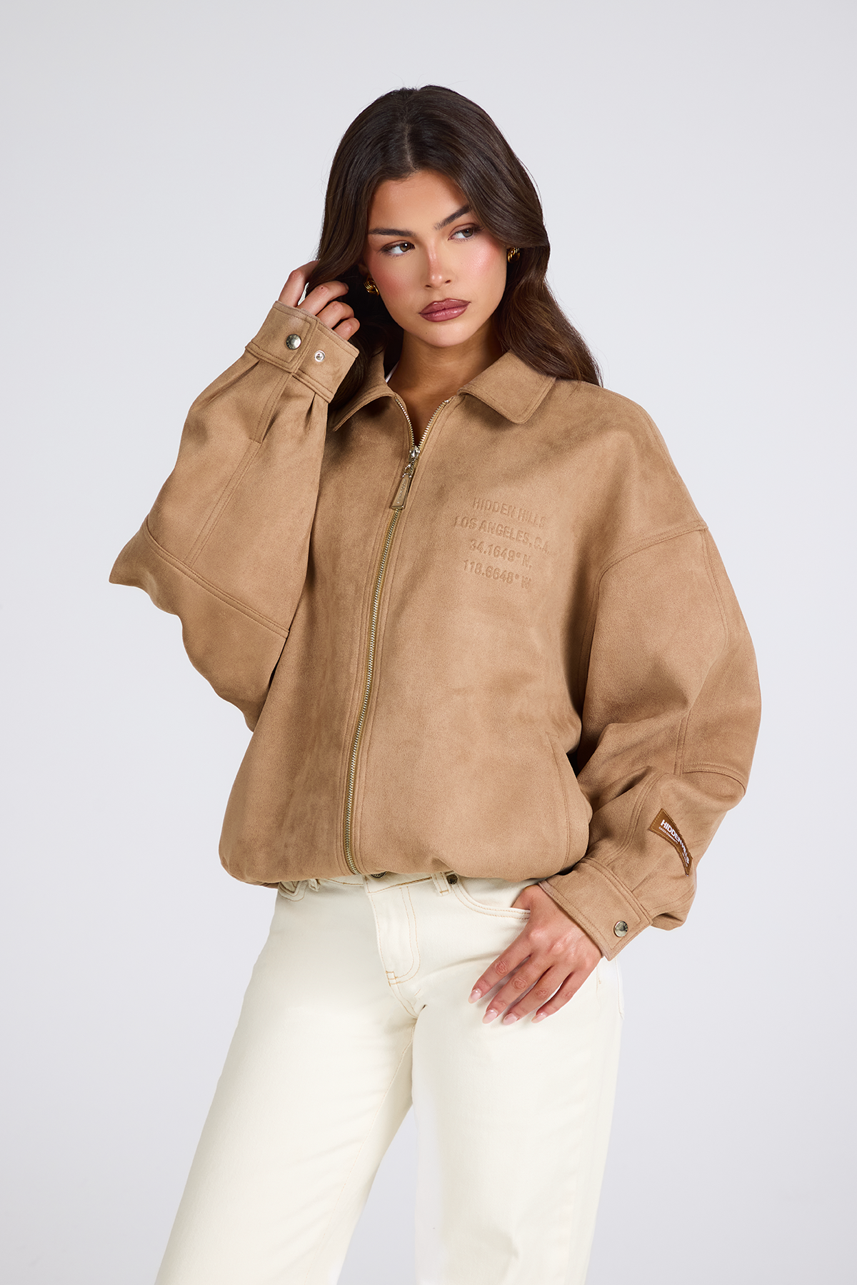 EMBOSSED SUEDE JACKET CAMEL