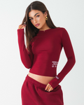 LABEL LONGSLEEVE TOP BURGUNDY